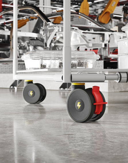 ESD protection with ESD casters and wheels