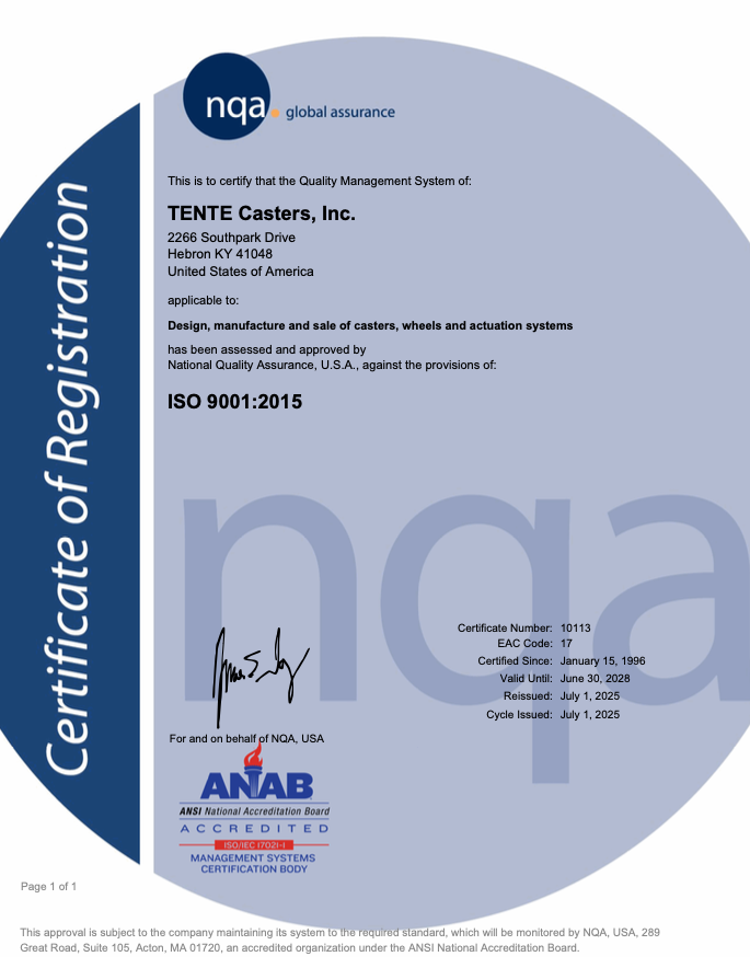 Certificate ISO 9001 (USA)