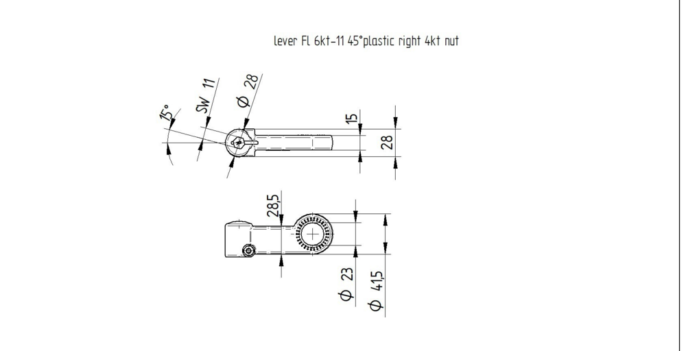 Lever 45 right - grey