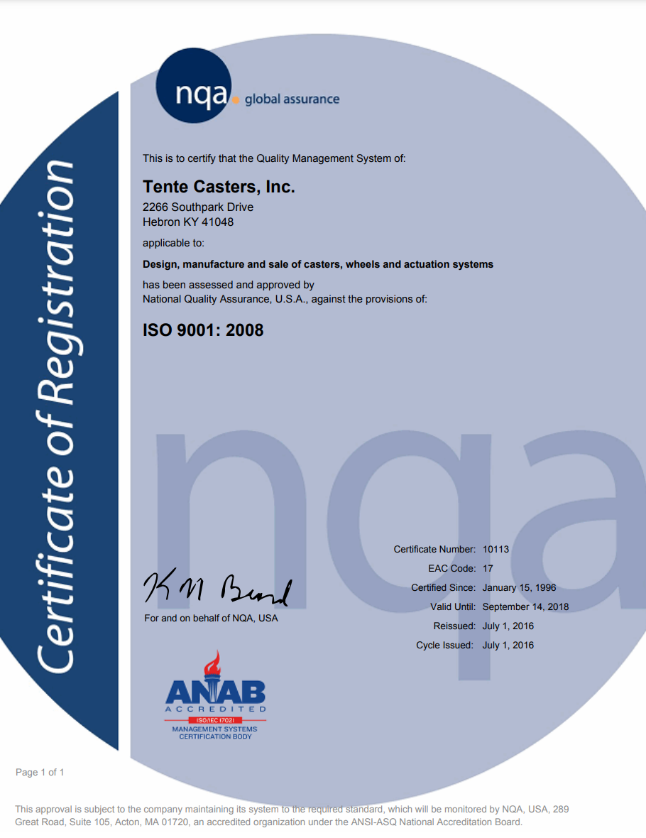 Certificate ISO 9001 (USA)